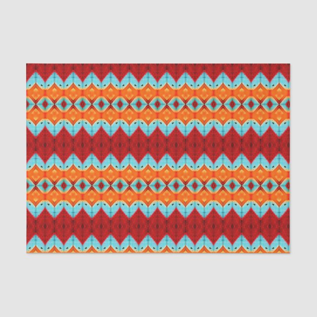 Red Orange Blue Art Muster Decoupage Seidenpapier (Vorderseite)