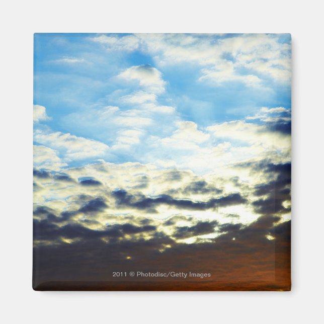 Red Orange Blue Sunset mit Wolken Magnet (Vorne)