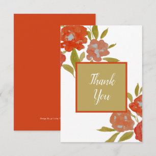 Red Orange Bohemisch Gold FloralFlat Dankeschön Ka Dankeskarte