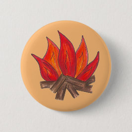 Red Orange Camping Campfire Summer Camp Button