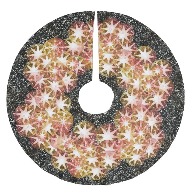 Red Orange Compass Gemstone Kristall Gold Polyester Weihnachtsbaumdecke (Vorderseite)