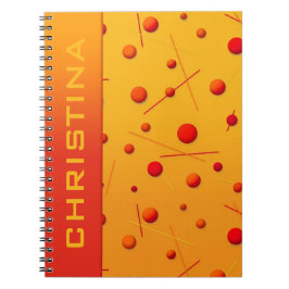 Red Orange Dots and Lines Fun Custom Notebook Notizblock
