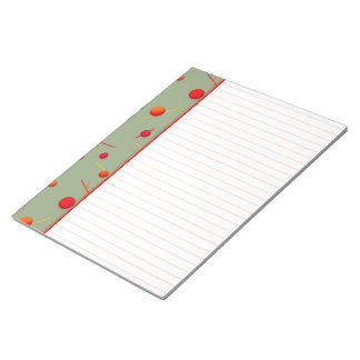 Red Orange Dots and Lines Fun Green Border Notepad Notizblock