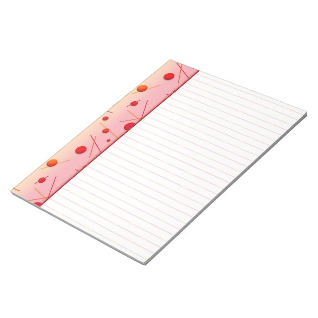 Red Orange Dots and Lines Lt PInk Border Notepad Notizblock (angewinkelt)