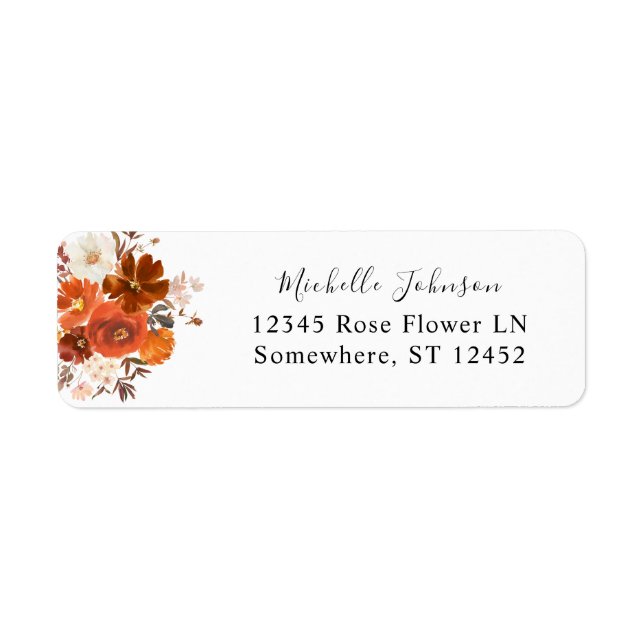 Red & Orange Fall Floral Return Address Label (Vorne)