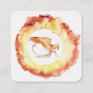 *~* Red Orange Flame Phoenix Feuerring Weiß Quadratische Visitenkarte