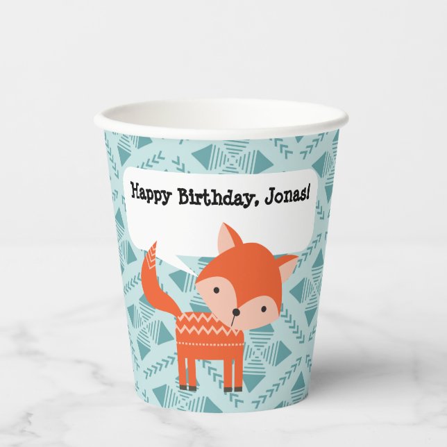 Red Orange Fox Personalisiert Paper Partys Cup Pappbecher (Vorderseite)