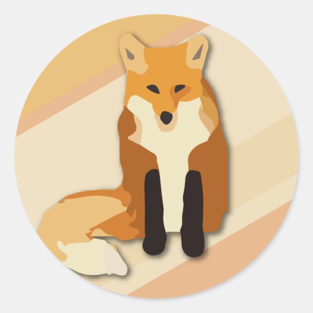 Red Orange Fox Runder Aufkleber (Vorderseite)
