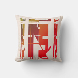 Red Orange Gold Brown auf Beige Tribal Art Mosaik Kissen