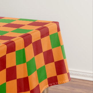 Red Orange Green Checkered Pattern Design  Tischdecke