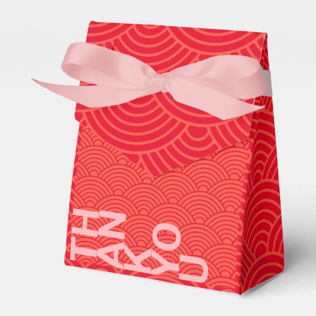 Red Orange Japanese Wave Wedding Geschenkschachtel (Vorderseite)