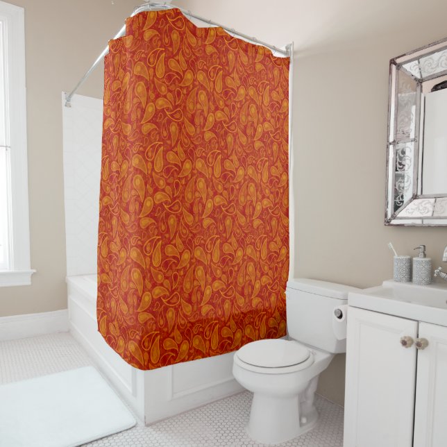 Red Orange Paisley Duschvorhang (Beispiel)