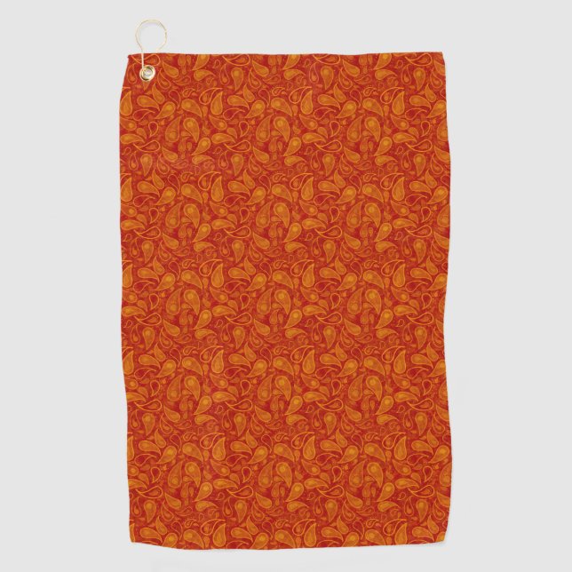 Red Orange Paisley Golf Handtuch (Vorderseite)