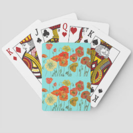 Red Orange Poppa Aqua Blume Spielkarten Set