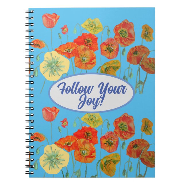 Red Orange Poppy Poppies Blumenblau Deine Freude Notizblock (Vorderseite)