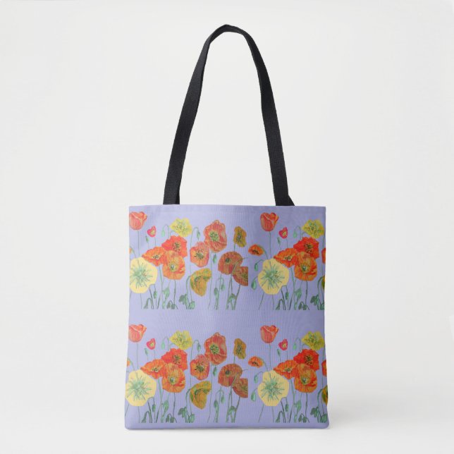 Red Orange Poppy Poppies Floral lila Lilac Tasche (Vorderseite)