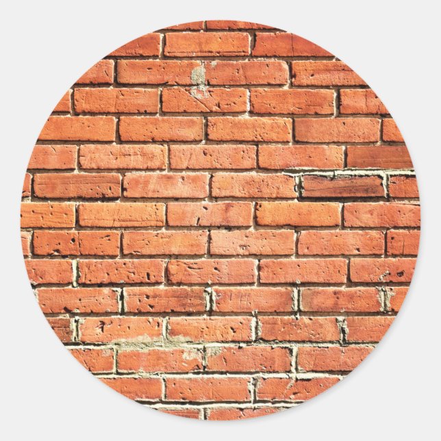 Red Orange Small Brick Urban Wall Runder Aufkleber (Vorderseite)