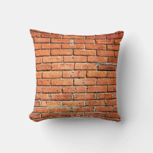 Red Orange Small Brick Wall Urban Kissen