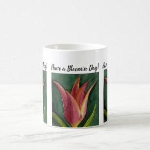 Red Orange Tulip Watercolor Blume Kaffeetasse
