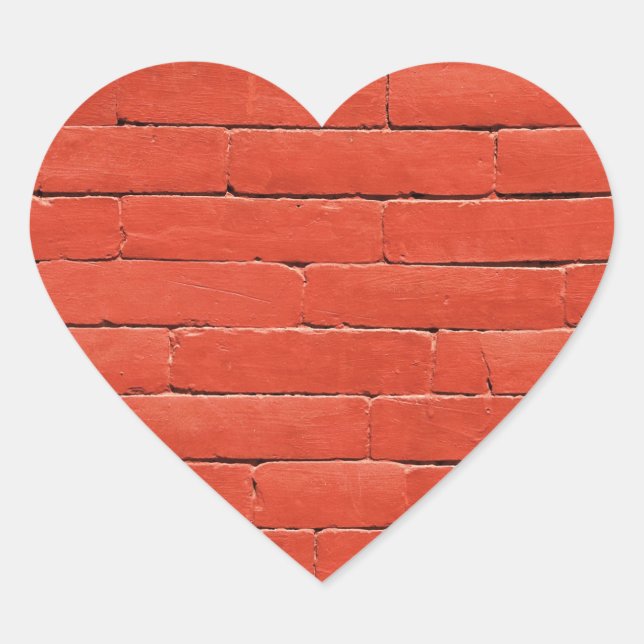 Red Orange Wall Herz-Aufkleber (Vorderseite)