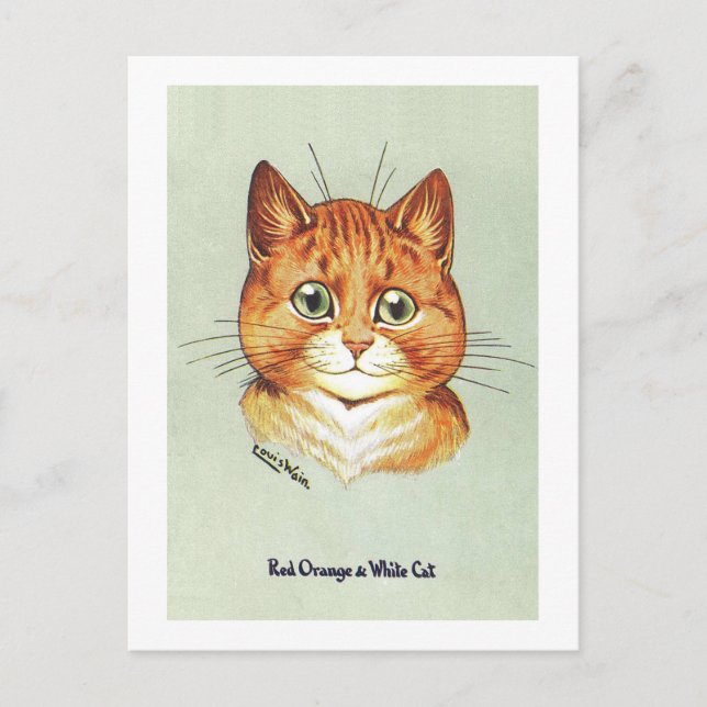 Red Orange & White Cat, Louis Wain Postkarte (Vorderseite)