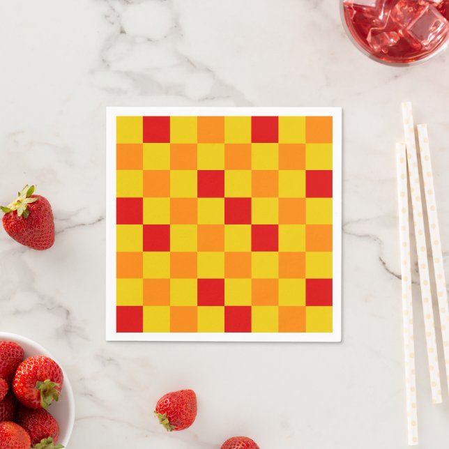 Red Orange Yellow Checkered Pattern Design  Serviette (Beispiel)
