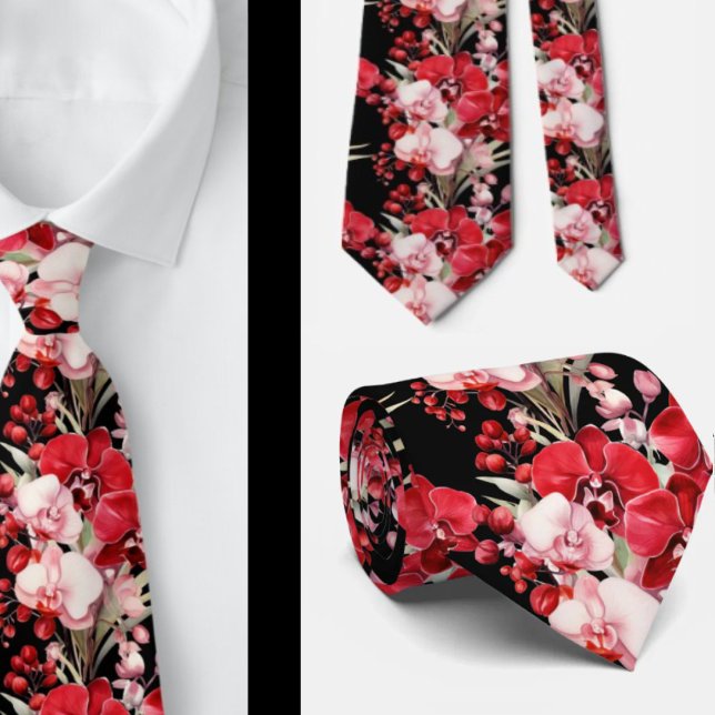 Red Orchid Blume Neck Tie Krawatte (Von Creator hochgeladen)