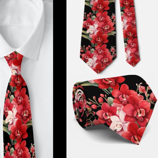 Red Orchid Blume Neck Tie Krawatte (Von Creator hochgeladen)