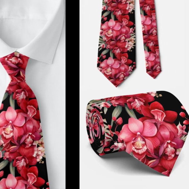 Red Orchid Blume Neck Tie Krawatte (Von Creator hochgeladen)