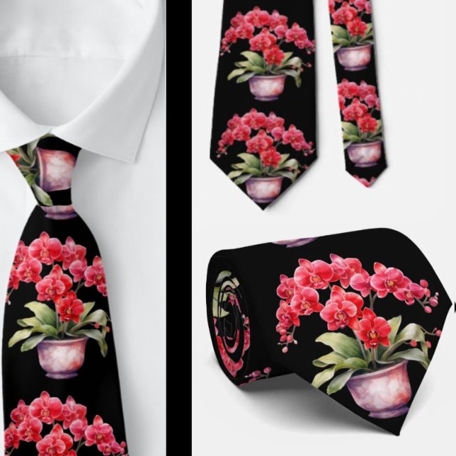 Red Orchid Blume Neck Tie Krawatte (Von Creator hochgeladen)