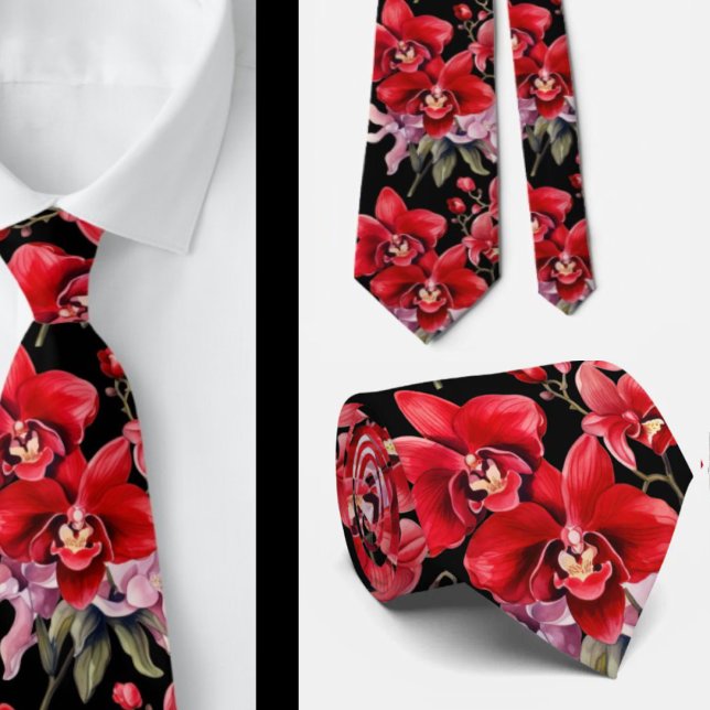 Red Orchid Blume Neck Tie Krawatte (Von Creator hochgeladen)