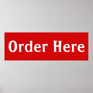 Red Order Here Diner Wall Art Poster Imprimer