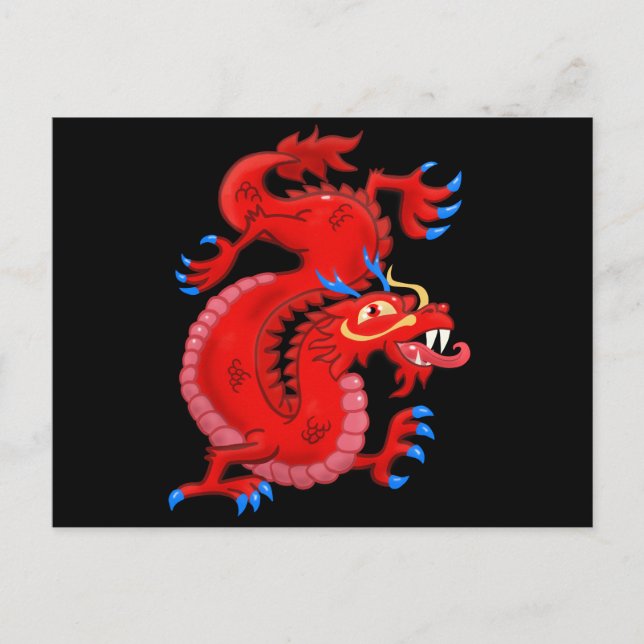 Red Oriental Dragon Postkarte (Vorderseite)