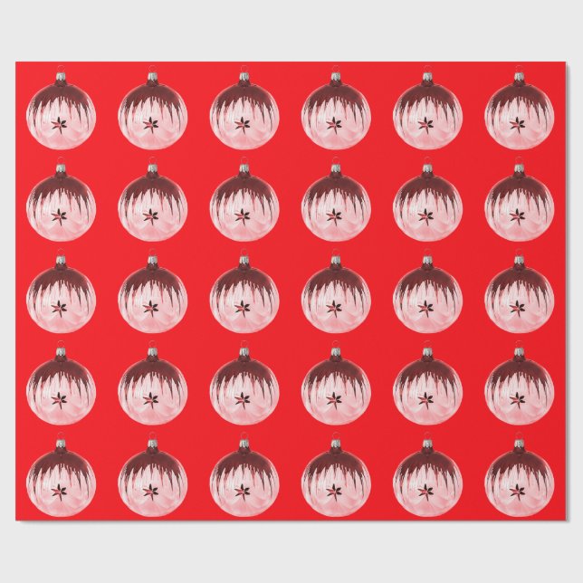 Red Ornament Red Wrapping Paper Geschenkpapier (Flach)