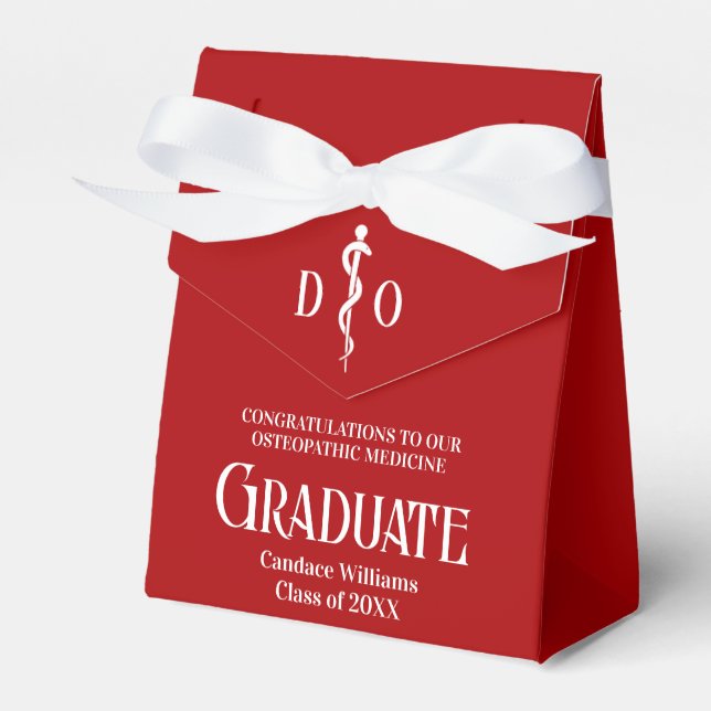 Red Osteopathic Medical School Graduation Party Geschenkschachtel (Vorderseite)