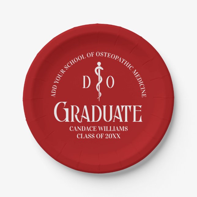 Red Osteopathic Medical School Graduation Party Pappteller (Vorderseite)