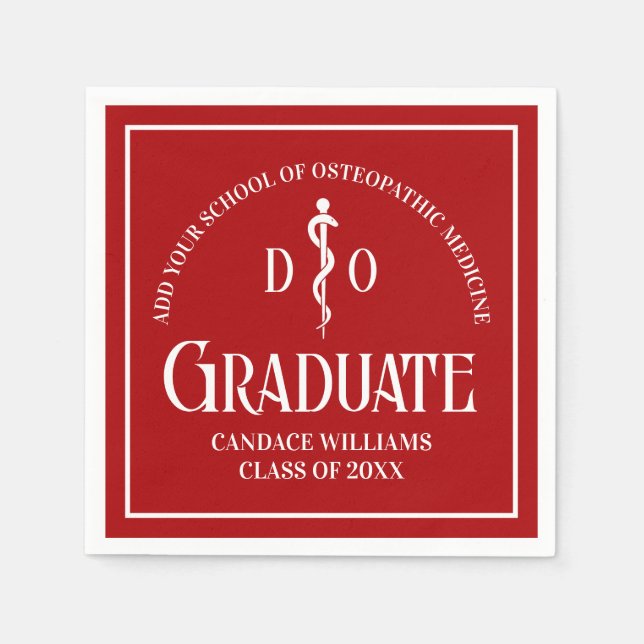 Red Osteopathic Medical School Graduation Party Serviette (Vorderseite)