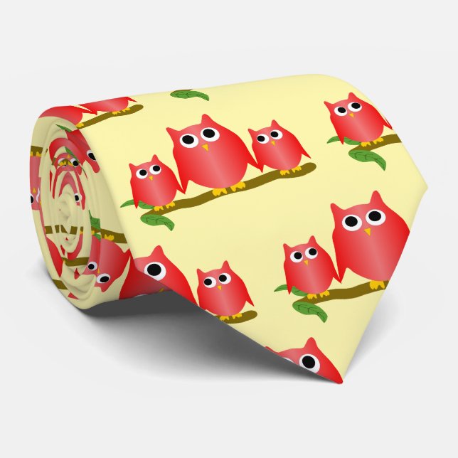 Red Owls Design Any Colour Background Krawatte (Gerollt)