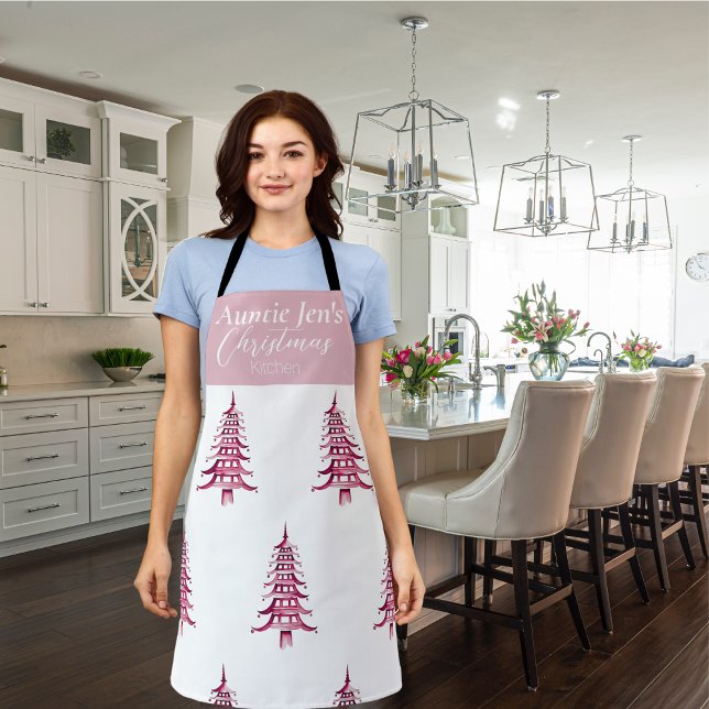 Red Pagoda Custom Christmas Tree Schürze (Red Pagoda Custom Christmas Tree Apron)