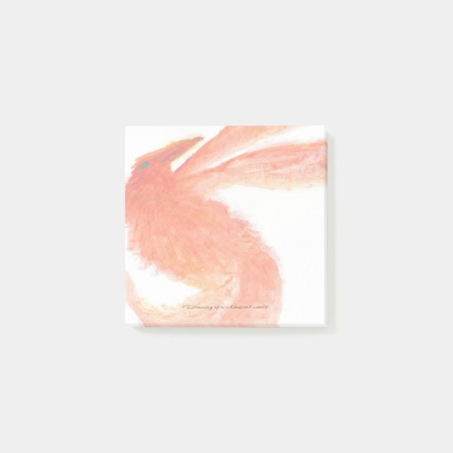 Red Painted Mythical Bird Post-It Notes Klebezettel (Vorderseite)