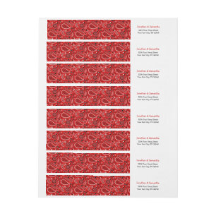 Red Paisley Bandana Print Étiquette de adresse
