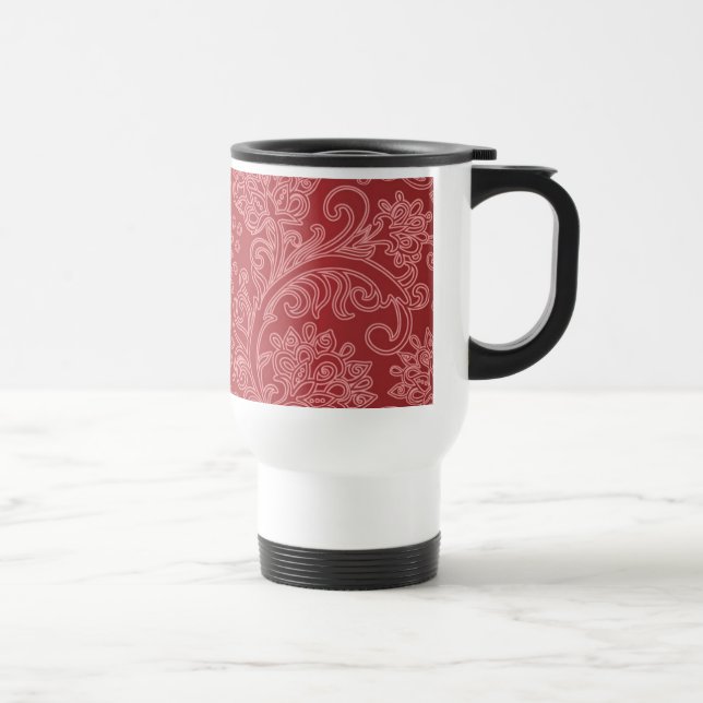 Red Paisley Damask Designer Floral Classic Reisebecher (Rechts)