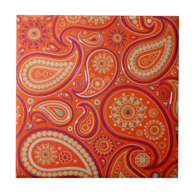 Red Paisley Fliese (Vorderseite)