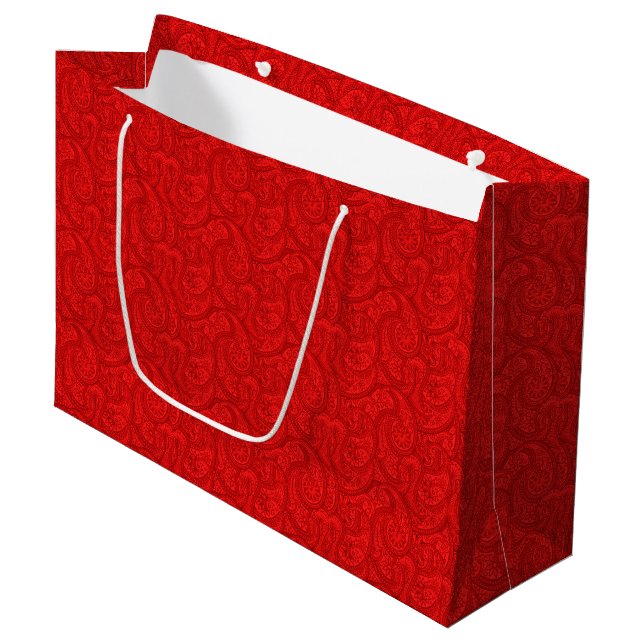 Red Paisley Große Geschenktüte (Vorderseite Schrägansicht)