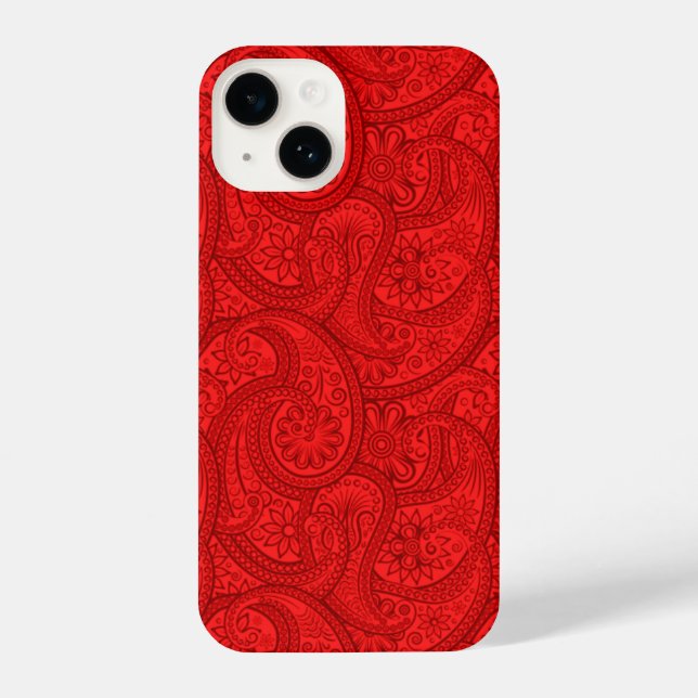 Red Paisley iPhone 14 Hülle (Rückseite)