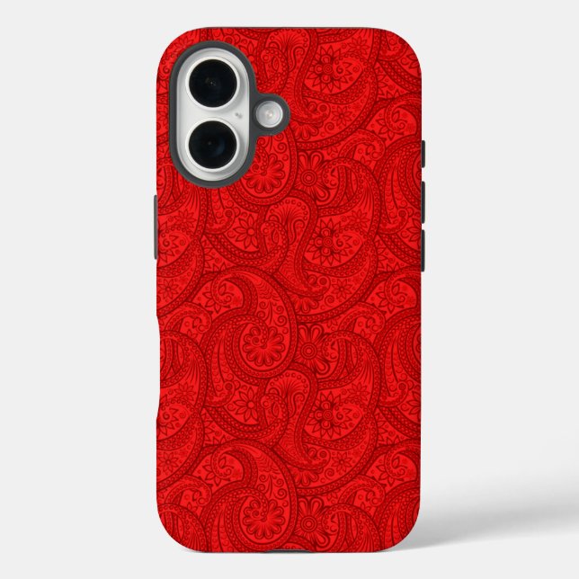 Red Paisley iPhone 16 Hülle (Rückseite)