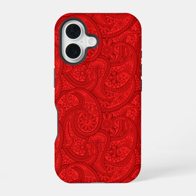 Red Paisley iPhone 16 Hülle (Rückseite)