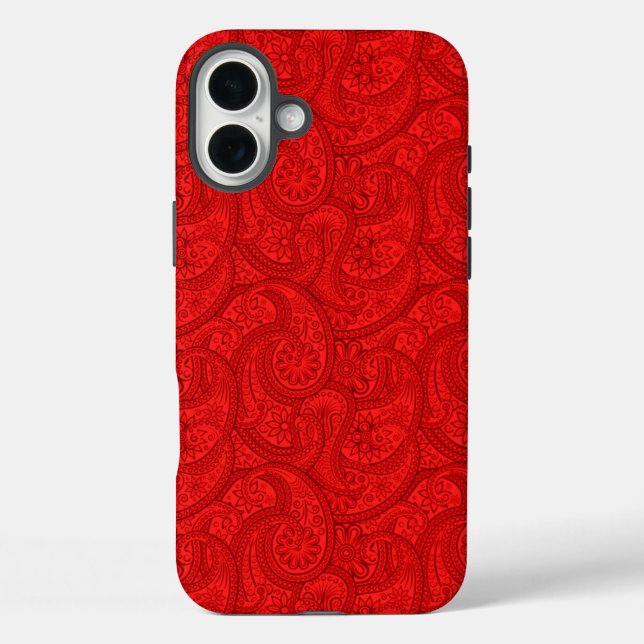 Red Paisley iPhone 16 Plus Hülle (Rückseite)