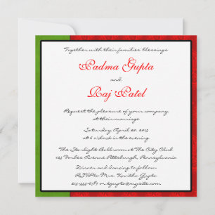 Red Paisley Peacock Indian Wedding Einladung