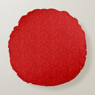 Red Paisley Rundes Kissen